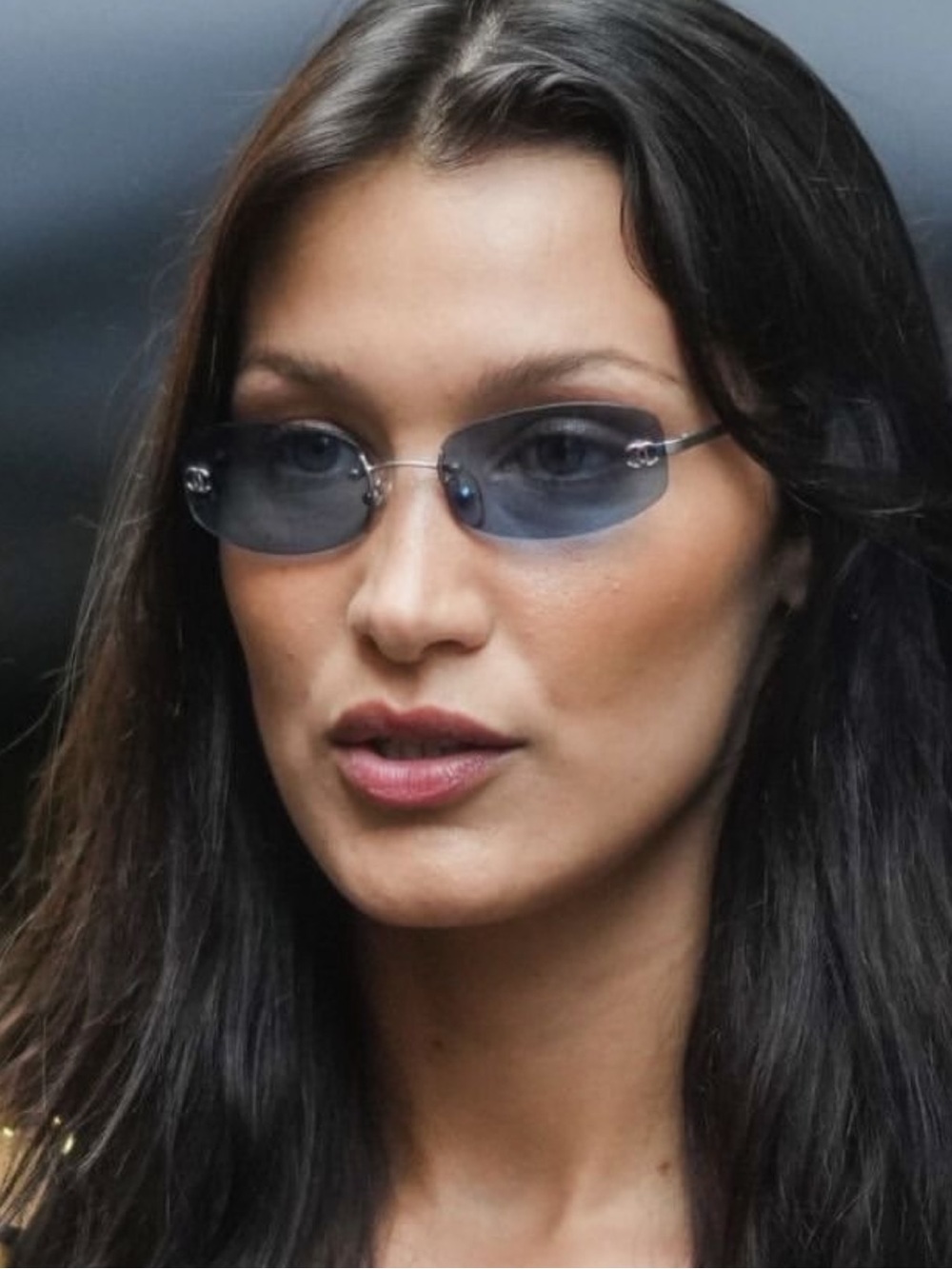 CHANEL🩵Rimless Oval Sunglasses - Blue Lenses with Silver Accents #104
